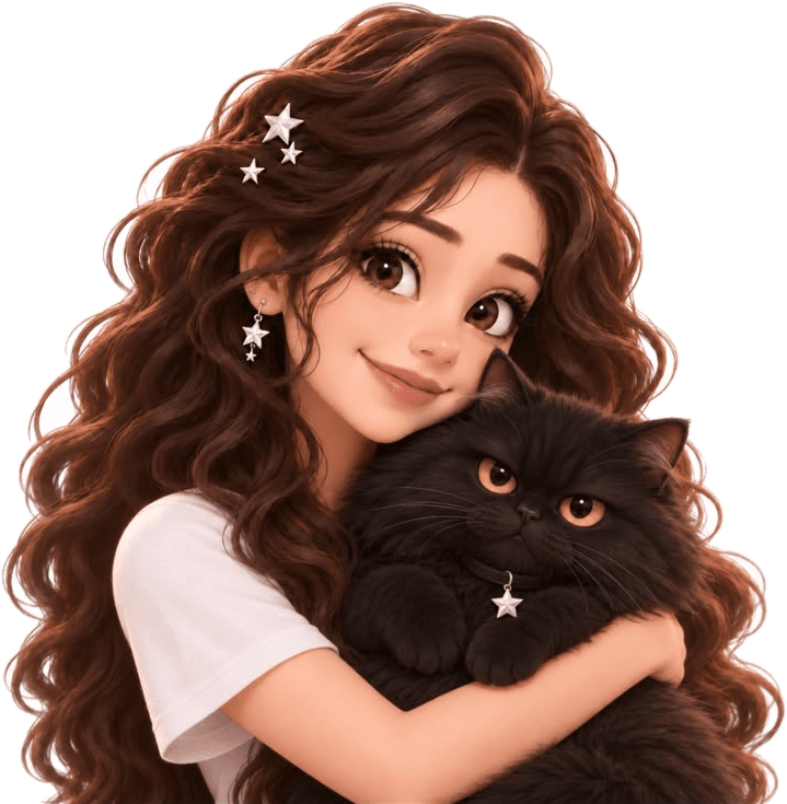 STARLAWORLD's girl and her black cat